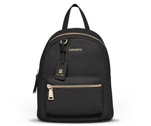 Lazarotti Bolonia - Mochila de piel para mujer, con correa ajustable para el hombro, 22 cm, Negro