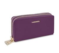Lazarotti Bolonia XL Cartera de piel para mujer | 2 compartimentos grandes con cremallera, 20 compartimentos para tarjetas, monedero, protección RFID | 20 x 4 x 11 cm, morado, talla única, Clásico