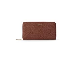 Lazarotti Cartera de piel «Bologna Leather XL» con cremallera envolvente, 19 cm marrón