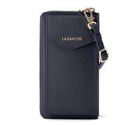 Lazarotti Cartera de piel de Bolonia con cremallera envolvente y funda de teléfono móvil, 19 cm azul