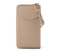 Lazarotti Cartera de piel de Bolonia con cremallera envolvente y funda de teléfono móvil, 19 cm beige