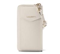 Lazarotti Cartera de piel de Bolonia con cremallera envolvente y funda de teléfono móvil, 19 cm blanco