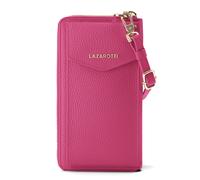 Lazarotti Cartera de piel de Bolonia con cremallera envolvente y funda de teléfono móvil, 19 cm fucsia