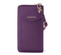 Lazarotti Cartera de piel de Bolonia con cremallera envolvente y funda de teléfono móvil, 19 cm lila
