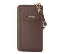 Lazarotti Cartera de piel de Bolonia con cremallera envolvente y funda de teléfono móvil, 19 cm marrón