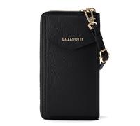 Lazarotti Cartera de piel de Bolonia con cremallera envolvente y funda de teléfono móvil, 19 cm negro
