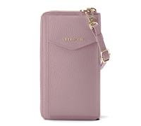 Lazarotti Cartera de piel de Bolonia con cremallera envolvente y funda de teléfono móvil, 19 cm rosa