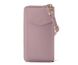 Lazarotti Cartera de piel de Bolonia con cremallera envolvente y funda de teléfono móvil, 19 cm rosa
