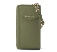 Lazarotti Cartera de piel de Bolonia con cremallera envolvente y funda de teléfono móvil, 19 cm verde oliva