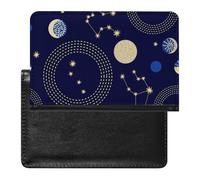 LAZAT Funda para Pasaporte Constelaciones del Cielo Zodiacal Funda Porta Pasaporte De Cuero PU con Ranura para Tarjetas