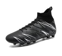 LAZAZAFI Botas de fútbol para hombre, con tacos de pinchos, zapatos de fútbol para mujer, zapatillas de deporte profesionales para atletismo, competición de adolescentes, zapatos de fútbol sala, Black