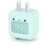 Lazeny Despertador Infantil Reloj Despertador Digital Luz Nocturna, Recargable LED Lámpara Mesilla de Noche, Regalos para la Familia y los Niños Niñas en el Dormitorio y el Salón (Conejo Verde)