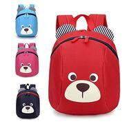 Lazeny Mochila para Niños Linda Animal Preescolar Bolso Escolar con Perdidos-Anti Arneses de Seguridad, Oso Primaria Pequeña Guardería Mochila, Chico Chica Bebe Mochila para 2-6 años (Rojo)