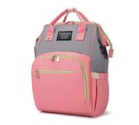 Lazeny Mochilas de Pañales y Biberones Bebé, Gran Capacidad Mochila de Cambio Bolsa con Puerto de Carga USB, Impermeable Mochila Maternidad con Bolsillo Térmico Bolsa de Viaje Organizador (Rosa+Gris)