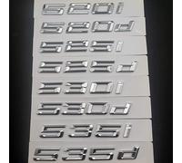 LAZIRO 3D ABS Coche Letras traseras Maletero Insignia Pegatina 520i 520d 530i 535i 535d 530d Emblema Logo Apto for BMW Letras E60 E39 F10 Accesorios (Color : Chrome Silver, Size : 530d)