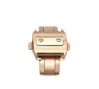 LAZIRO Hebilla De Reloj De 18/21mm Apta For Santos, Apta For Hombres Y Mujeres Dumont, Botón De Mariposa De Doble Presión, Accesorio De Reloj Con Cierre De Oro Rosa, Plata Y Negro (Color : Rose Gold