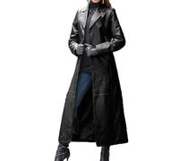 LAZIRO Las Mujeres De Cuello De Traje De Color SóLido BotóN De Cuero De ImitacióN De Color SóLido Abrigo Largo Abrigo Delgado De Manga Larga Trench Coat