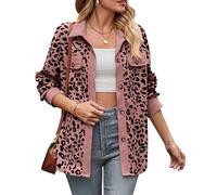 LAZIRO Las Mujeres De OtoñO E Invierno De Leopardo Imprimir BotóN De La Solapa De Manga Larga Camisa De Pana Chaqueta