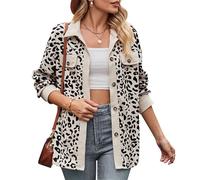 LAZIRO Las Mujeres De OtoñO E Invierno De Leopardo Imprimir BotóN De La Solapa De Manga Larga Camisa De Pana Chaqueta