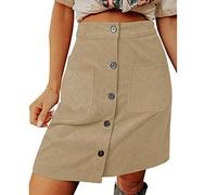 LAZIRO Las Mujeres De OtoñO E Invierno De Pana Falda De Medio Cuerpo De Cintura Alta Cien Falda Hebilla De DiseñO Falda Corta