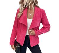 LAZIRO Las Mujeres Del OtoñO Y El Invierno De Color SóLido De Solapa Grande De Manga Larga Corta Sin Botones Chaqueta De Las SeñOras Cardigan