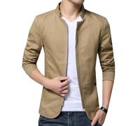 LAZIRO Los Hombres De OtoñO De Cuello De Color SóLido Slim Zip Casual Chaqueta De Manga Larga Con Bolsillos