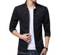 LAZIRO Los Hombres De OtoñO De Cuello De Color SóLido Slim Zip Casual Chaqueta De Manga Larga Con Bolsillos