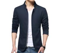 LAZIRO Los Hombres De OtoñO De Cuello De Color SóLido Slim Zip Casual Chaqueta De Manga Larga Con Bolsillos