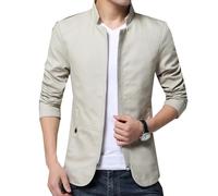 LAZIRO Los Hombres De OtoñO De Cuello De Color SóLido Slim Zip Casual Chaqueta De Manga Larga Con Bolsillos