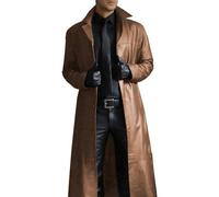 LAZIRO Los Hombres De OtoñO E Invierno De Moda Temperamento De Un Solo De Solapa De Color SóLido Tipo De Abrigo Delgado De SeccióN Larga De Cuero Chaqueta De Hombre Chaqueta De Abrigo