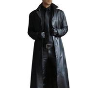 LAZIRO Los Hombres De OtoñO E Invierno De Moda Temperamento De Un Solo De Solapa De Color SóLido Tipo De Abrigo Delgado De SeccióN Larga De Cuero Chaqueta De Hombre Chaqueta De Abrigo