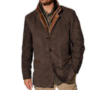 LAZIRO Los hombres de primavera y otoño de moda Retro Chaqueta Casual Chaqueta de solapa de empalme suelta chaqueta de un solo pecho