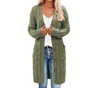 LAZIRO OtoñO E Invierno De Largo Giro De Punto SuéTer De Las Mujeres De Color SóLido Botones Sueltos Bolsillo Chaqueta Cardigan