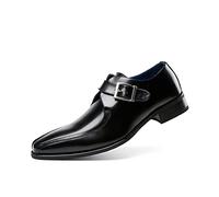 LAZIRO Zapatos Formales De Negocios De Cuero con Punta En Punta For Oficina con Hebilla For Hombres (Color : Noir, Size : 42 EU)