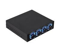 Lazmin Controlador de Velocidad del Ventilador de la PC, Ajustador del disipador de Calor del Ventilador de enfriamiento de la computadora de 4 Canales para PC con LED Azul