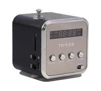 Lazmin Mini Altavoz de Radio FM portátil, Reproductor de música estéreo Digital MP3 MP4, Soporte TF, Tarjeta USB, Disco FM (Black)