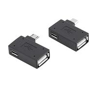 Lazmin Paquete de 2 Adaptador Mini USB 2.0, USB 2.0 Hembra a Macho Micro OTG Convertidor Adaptador Cambiador de 90 Grados USB Hembra a Macho Micro OTG