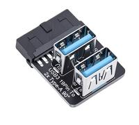 Lazmin112 Adaptador de Panel Frontal USB, Convertidor de Encabezado USB 3.0 de 19 Pines A Doble Tipo A de 90 Grados con Transferencia de Alta Velocidad de 5 Gbps, para Placa Base de PC de (PH724B)