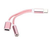 Lazmin112 Adaptador de para Teléfono de Calidad Tipo C a 3,5 Mm de Doble Función de Carga y Convertidor de Auriculares para Uso Diario, Material Duradero de Aluminio y Nailon (Oro Rosa)
