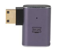 Lazmin112 Adaptador Mini HD Macho a HD Hembra, 8K 60Hz 4K 120Hz UHD2.1 Convertidor HDMI de ángulo Izquierdo, Soporte de Canal Ethernet, para Portátiles Cámaras Digitales Videocámaras