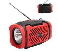 Lazmin112 Altavoz Bluetooth D10, Altavoz Inalámbrico Portátil con Bluetooth 5.0, Sonido Claro, Radio FM, Soporte Micro USB, Correa para el Hombro y Linterna, para Fiesta en Casa, Camping (Rojo)