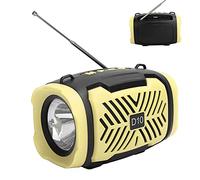 Lazmin112 Altavoz Bluetooth D10, Altavoz Inalámbrico Portátil con Bluetooth 5.0, Sonido Claro, Radio FM, Soporte Micro USB, Correa para el Hombro y Linterna, para Fiesta en Casa, Camping (Yellow)