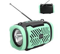 Lazmin112 Altavoz Bluetooth D10, Altavoz Inalámbrico Portátil con Bluetooth 5.0, Sonido Claro, Radio FM, Soporte Micro USB, Correa para el Hombro y Linterna, para Fiesta en Casa, Camping (Green)