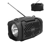 Lazmin112 Altavoz Bluetooth D10, Altavoz Inalámbrico Portátil con Bluetooth 5.0, Sonido Claro, Radio FM, Soporte Micro USB, Correa para el Hombro y Linterna, para Fiesta en Casa, Camping (Black)