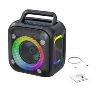 Lazmin112 Altavoz Bluetooth Portátil, Altavoz Inalámbrico de Alta Potencia de 30 W con Luces RGB y Graves Potentes, Batería de 6000 MAh con 24 Horas de Reproducción, Conexión Rápida BT (Black)