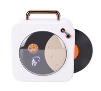 Lazmin112 Altavoz Bluetooth Retro, Diseño de Tocadiscos Vintage con Disco Giratorio y Luces RGB, Altavoz Inalámbrico Portátil con Bluetooth 5.3, 5 Horas de Reproducción, para Fiestas en (White)