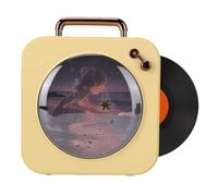 Lazmin112 Altavoz Bluetooth Retro, Diseño de Tocadiscos Vintage con Disco Giratorio y Luces RGB, Altavoz Inalámbrico Portátil con Bluetooth 5.3, 5 Horas de Reproducción, para Fiestas en (Yellow)