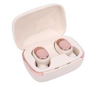 Lazmin112 Auriculares Bluetooth 5.6, Verdadera Reducción de Ruido Estéreo Inalámbrico con Llamadas Claras, Distancia de Transferencia de 10 M, Ajuste Seguro y Cómodo, Pantalla LED de (Blanco Crema)