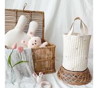 Lazmin112 Bolsa de Almacenamiento de Pañales con Forma de Cubo de Algodón, Bonito Organizador de Pañales Bordado para Cochecito, Gran Capacidad, Fácil de Limpiar para los (Patrón de tulipán pequeño)