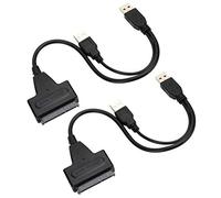 Lazmin112 Cable de Conversión de 2 Piezas, Cable Adaptador USB 2.0 7 + 15 Pines de 480 Mbps para Disco Duro/SSD de 2,5 Pulgadas, Compatible con el Sistema XP/7/8/10/OS X